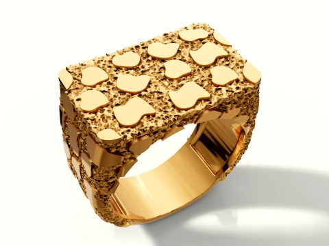 Nugget-Ring Strukturierter Siegelring 3D Druckmodell