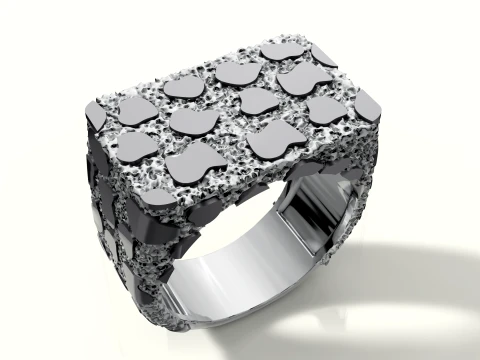 Nugget Ring Textured Signet Ring 3D Print Model
