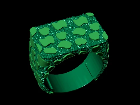 Nugget Ring Textured Signet Ring 3D Print Model