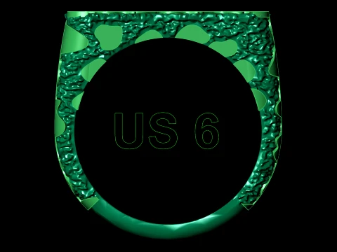 Nugget Ring Textured Signet Ring 3D Print Model