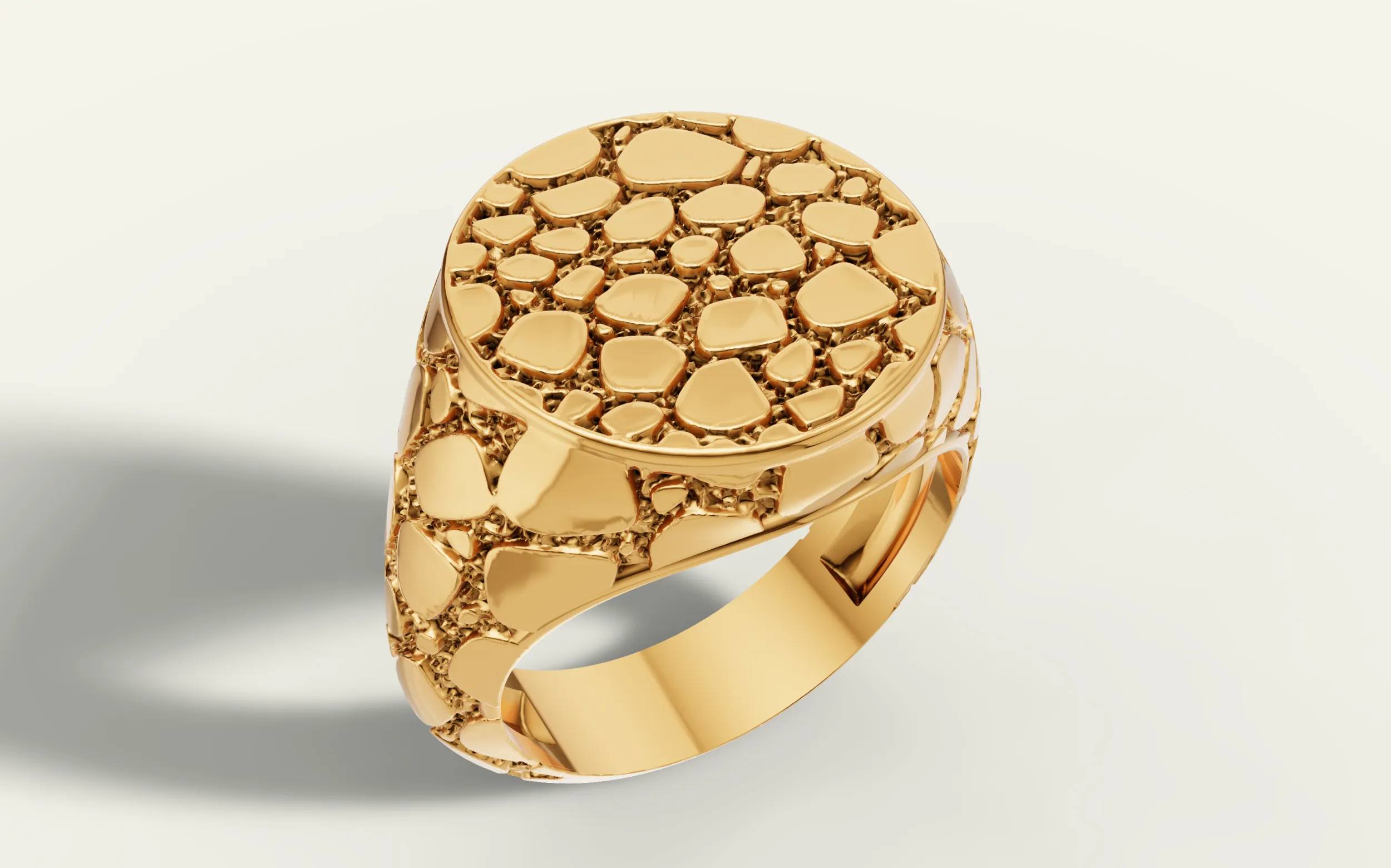 Signet Round Nugget Ring US 7 Size 3D Print Model .c4d .max .obj .3ds .fbx .stl .blend 