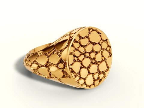 Signet Round Nugget Ring US 7 Size 3D Print Model