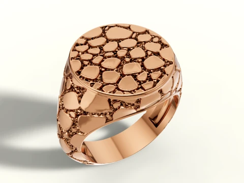 Signet Round Nugget Ring US 7 Size 3D Print Model