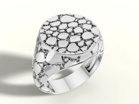 Signet Round Nugget Ring US 7 Size 3D Print Model