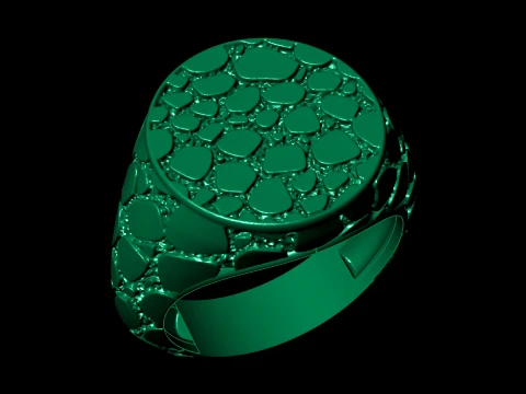 Signet Round Nugget Ring US 7 Size 3D Print Model