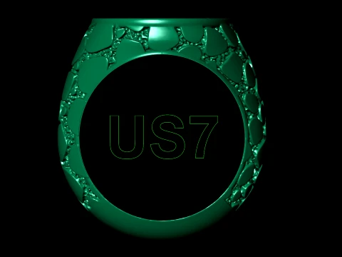 Signet Round Nugget Ring US 7 Size 3D Print Model