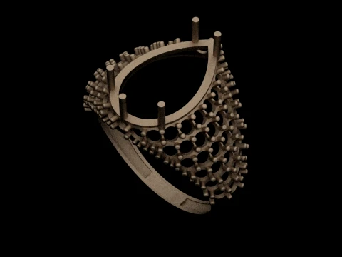 Multi Shape Pave Ring CAD Model Set 3D Print Model