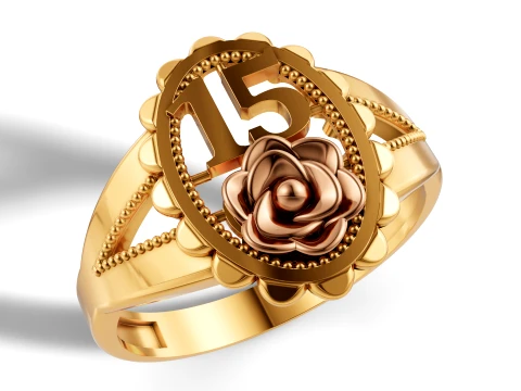 15 Aos Quinceaera Ring Mod&egrave;le de conception CAO 3D Modèles 3D en vedette