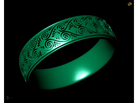 Artisanal Filigree Scroll Pattern Wedding Band 3D Print Model