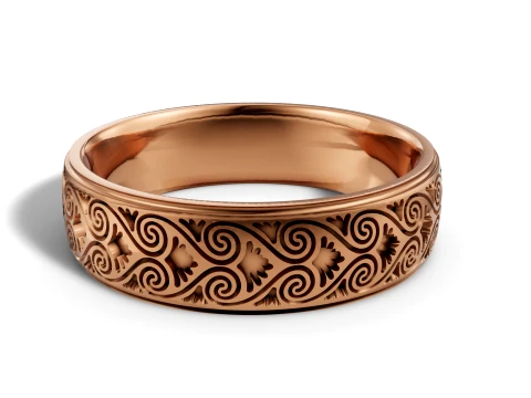 Artisanal Filigree Scroll Pattern Wedding Band 3D Print Model