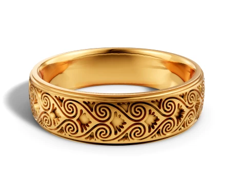 Artisanal Filigree Scroll Pattern Wedding Band 3D Print Model