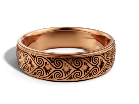 Artisanal Filigree Scroll Pattern Wedding Band 3D Print Model