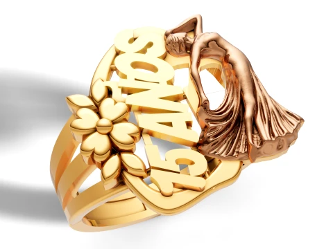 15 Anillo de quincea&ntilde;era con bailarina floral de Asos Modelo de impresión 3D