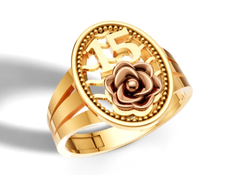 Bague ovale 15 Aos Rose Quinceaera Modèles 3D en vedette