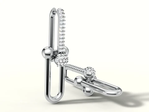 Diamond Pave Link Drop Earrings 3D Print Model