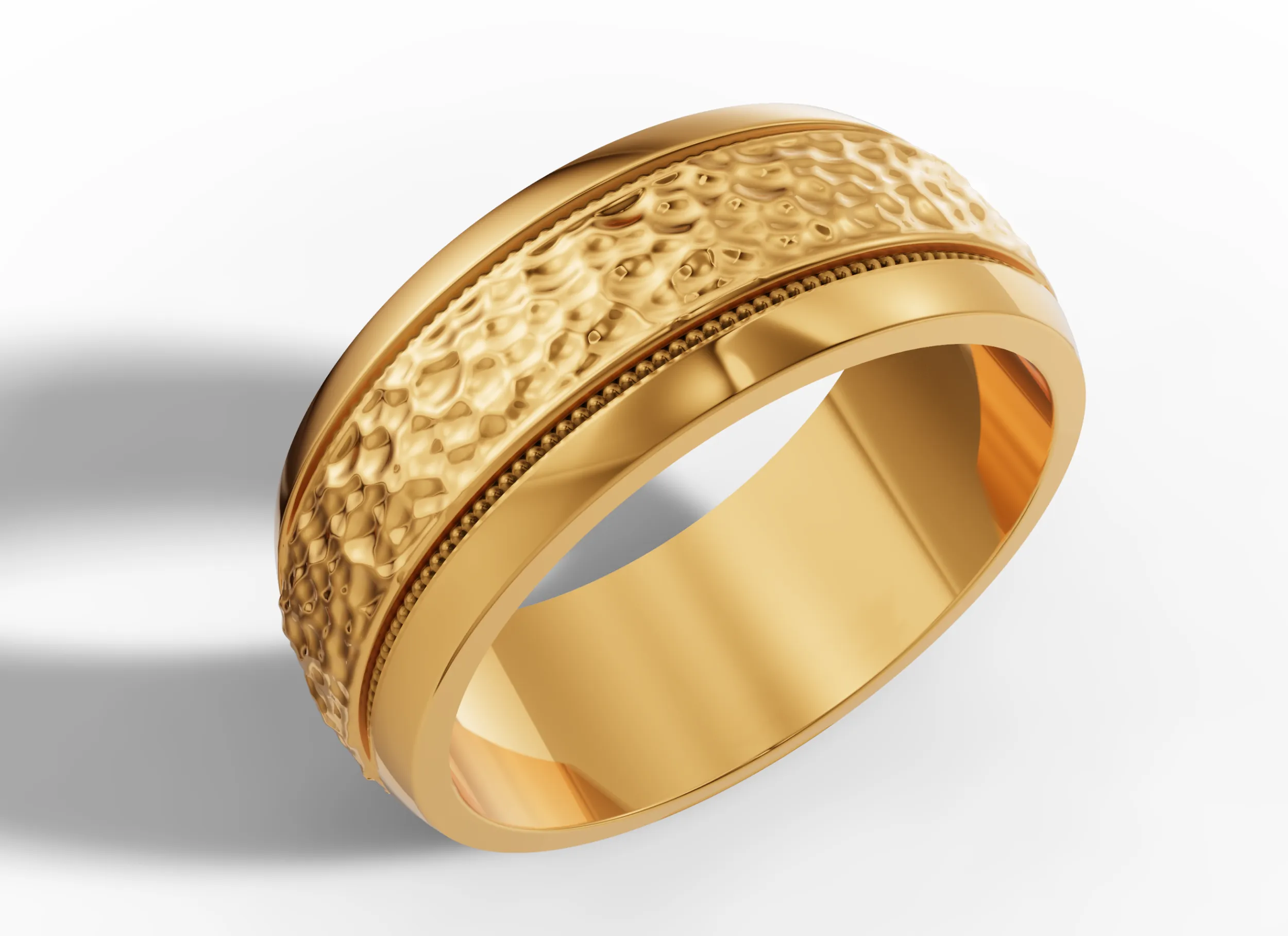 Hammered Finish Milgrain Border Mens Wedding Band 3D Print Model .c4d .max .obj .3ds .fbx .stl .blend 