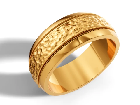 Hammered Finish Milgrain Border Mens Wedding Band 3D Print Model
