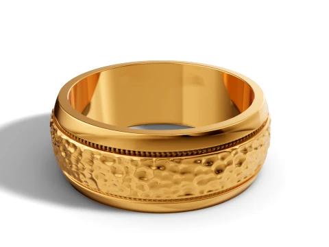 Hammered Finish Milgrain Border Mens Wedding Band 3D Print Model
