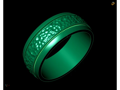 Hammered Finish Milgrain Border Mens Wedding Band 3D Print Model