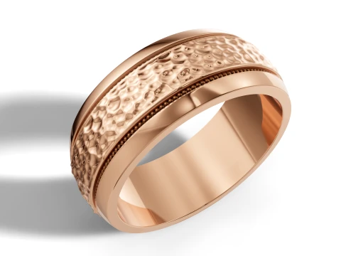 Hammered Finish Milgrain Border Mens Wedding Band 3D Print Model