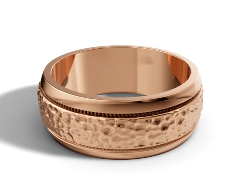 Hammered Finish Milgrain Border Mens Wedding Band 3D Print Model
