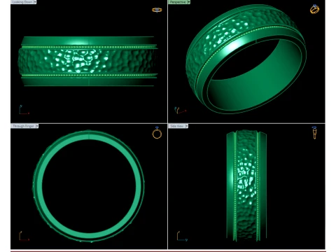 Hammered Finish Milgrain Border Mens Wedding Band 3D Print Model