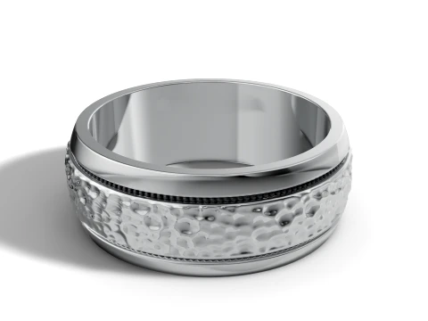Hammered Finish Milgrain Border Mens Wedding Band 3D Print Model
