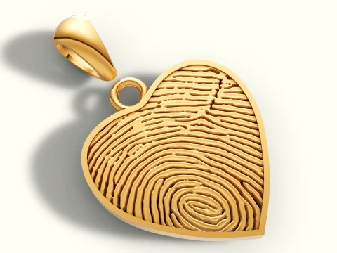 Fingerprint Heart Pendant 3D CAD Design Model 3D Print Model