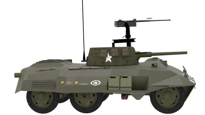 WW2 American Armored Car M8 Greyhound 3D 模型 .c4d .max .obj .3ds .fbx .stl .blend 