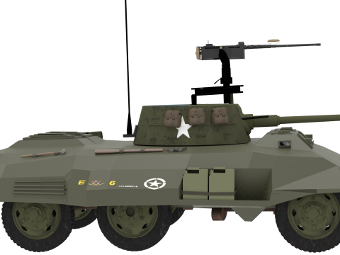 WW2 American Armored Car M8 Greyhound 3D 模型