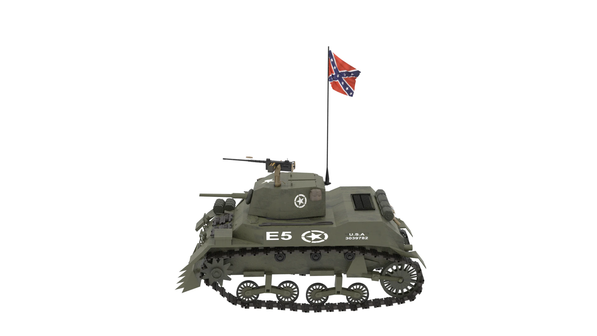 WW2 M3 Stuart Tank 3D Model .c4d .max .obj .3ds .fbx .stl .blend 