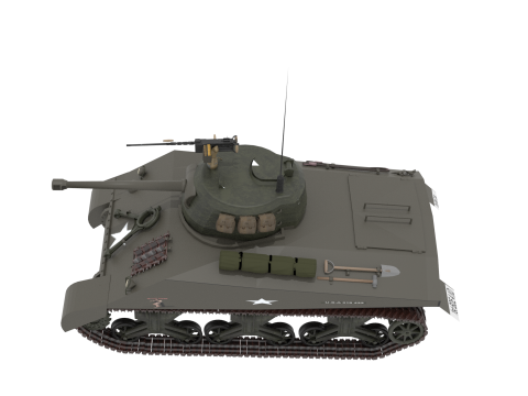 WW2 American M4A1 Sherman Tank Model 3D