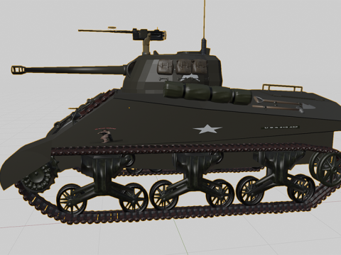 WW2 American M4A1 Sherman Tank Model 3D