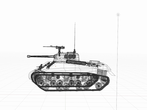 WW2 American M4A1 Sherman Tank Model 3D