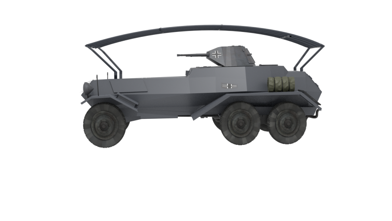 WW2 German SdKfz 263 Armored Car 3D Model .c4d .max .obj .3ds .fbx .stl .blend 