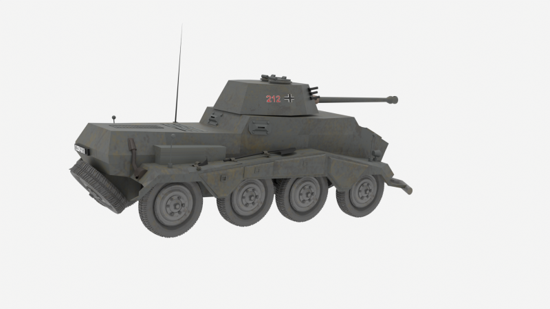 WW2 German SdKfz 234 Puma Armored Car 3D मॉडल .c4d .max .obj .3ds .fbx .stl .blend