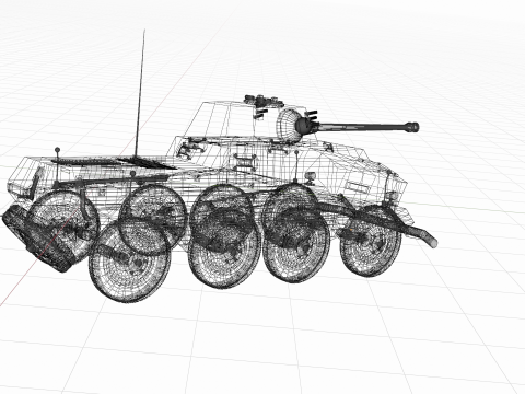 WW2 German SdKfz 234 Puma Armored Car 3D मॉडल