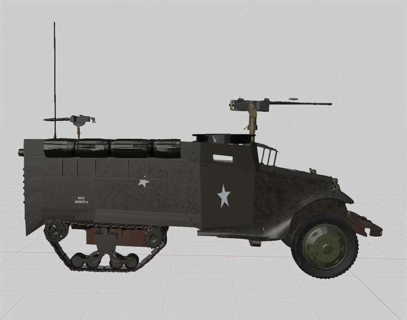 WW2 American M3A1 Troop Carrier Half Track Modelo 3D .c4d .max .obj .3ds .fbx .stl .blend 