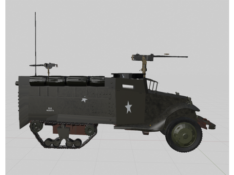 WW2 American M3A1 Troop Carrier Half Track 3D 模型