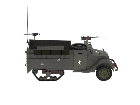 WW2 American M3A1 Troop Carrier Half Track 3D Model