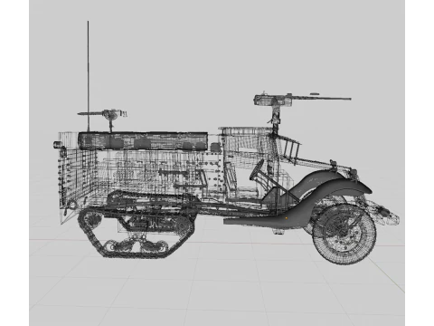 WW2 American M3A1 Troop Carrier Half Track 3D Model