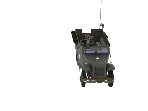 WW2 American M3A1 Troop Carrier Half Track 3D Model