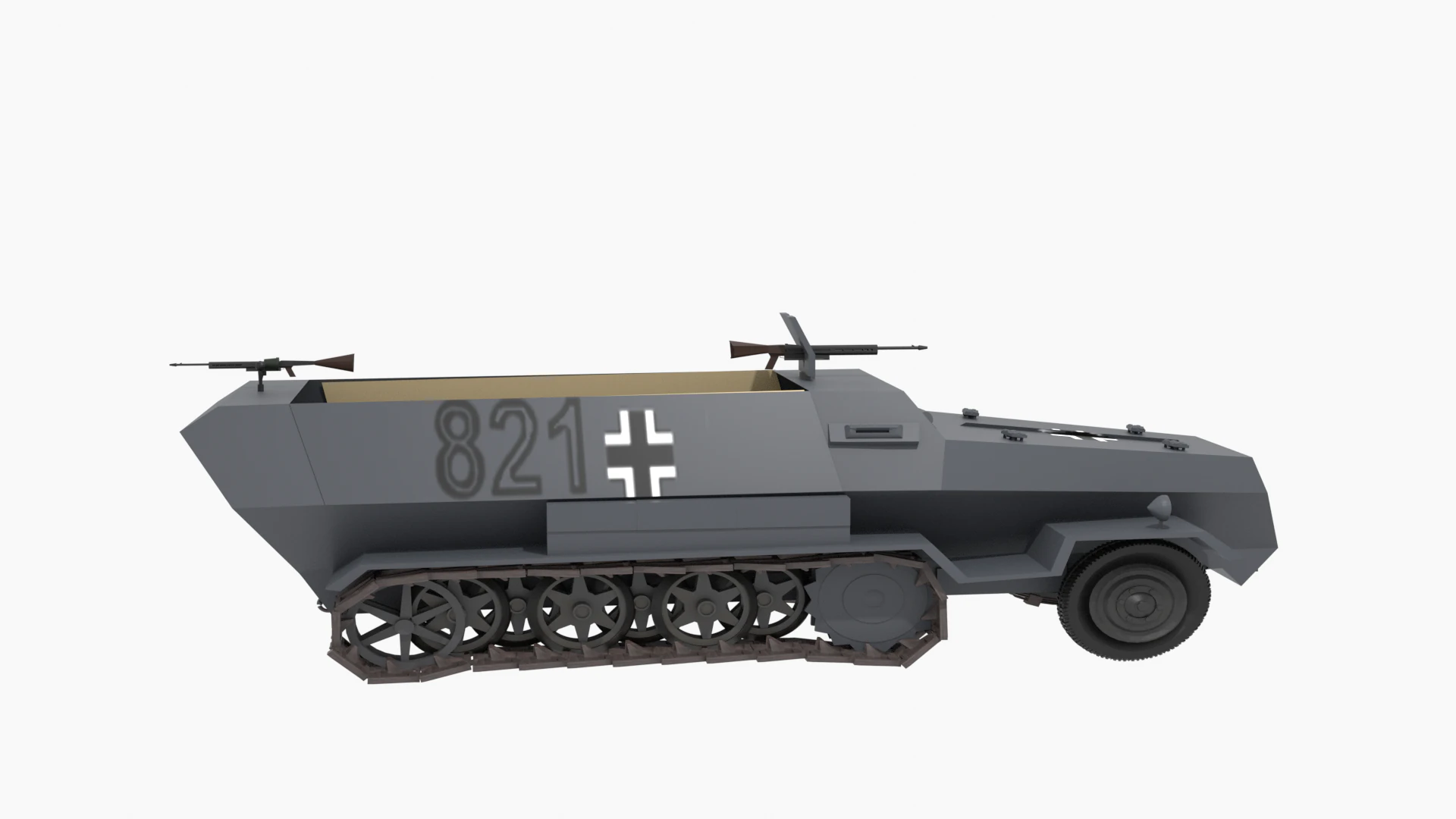 WW2 German Hanomag Halftrack 3D Model .c4d .max .obj .3ds .fbx .stl .blend 