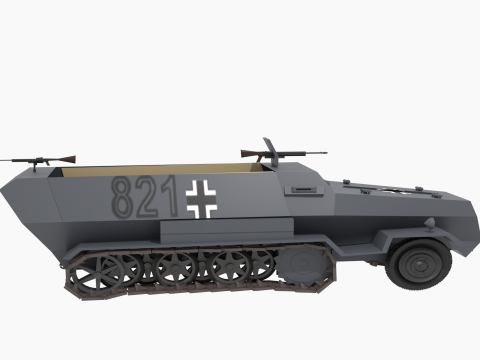 WW2 German Hanomag Halftrack 3D 模型