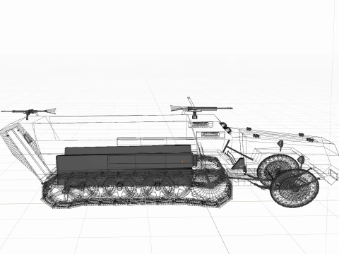 WW2 German Hanomag Halftrack 3D Model