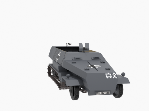 WW2 German Hanomag Halftrack Modello 3D