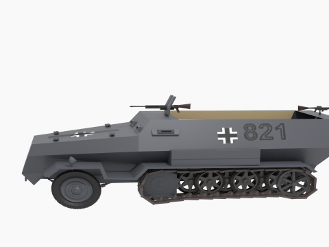 WW2 German Hanomag Halftrack Modello 3D