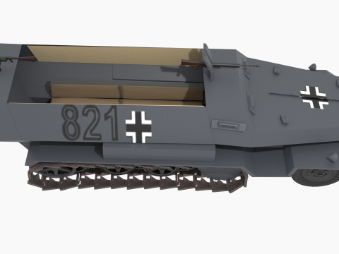 WW2 German Hanomag Halftrack Modello 3D