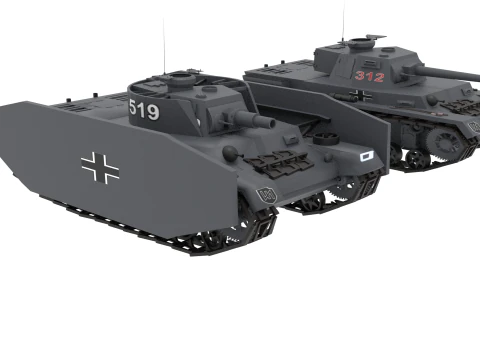WW2 German Pzkw IV Tank 3D Model