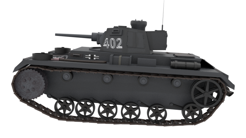 WW2 German Tank Pzkw III 3D Model .c4d .max .obj .3ds .fbx .stl .blend